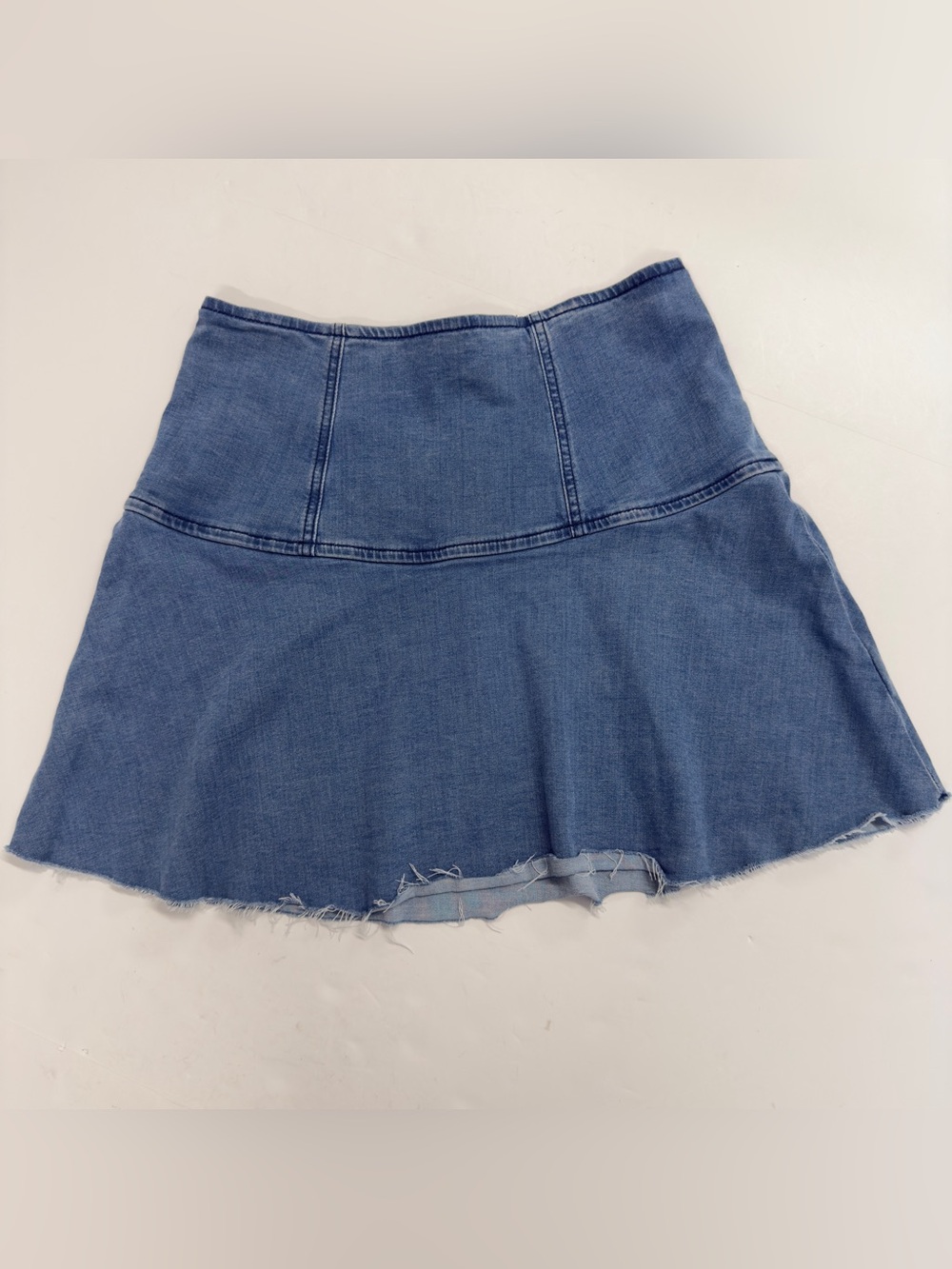 Free People We The Free Highlands Denim Flare Mini Skirt Blue Size 6